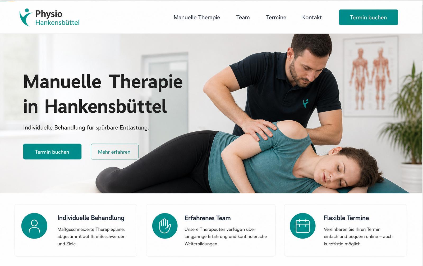 Website-Screenshot der Physiotherapie-Praxis, Hankensbüttel