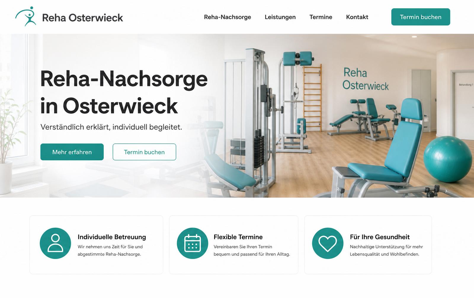 Website-Screenshot der Physiotherapie-Praxis, Osterwieck
