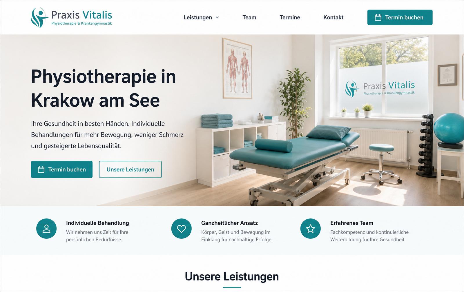 Website-Startseite der Praxis Vitalis in Krakow am See