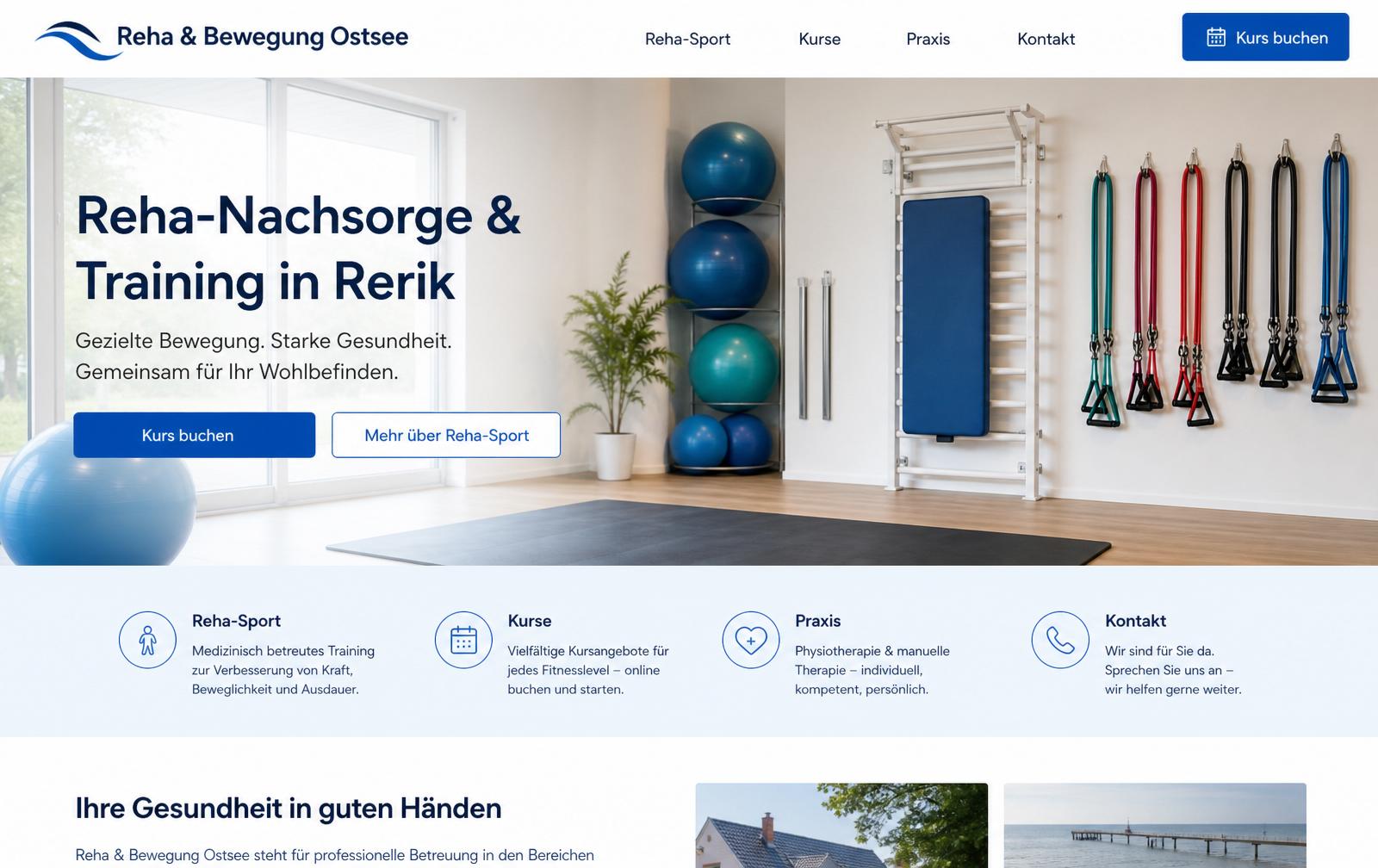 Website-Startseite von Reha & Bewegung Ostsee in Rerik