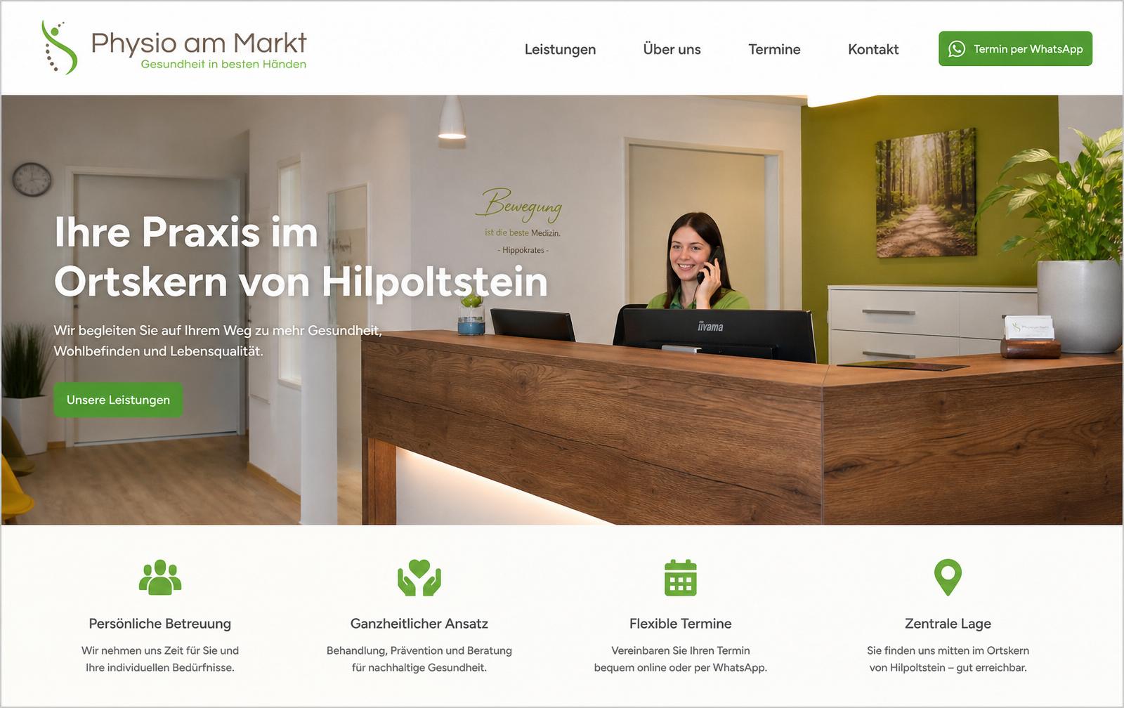 Website-Startseite von Physio am Markt in Hilpoltstein