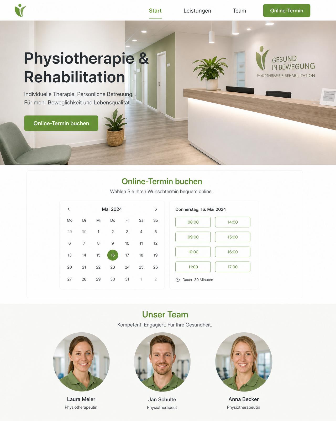 Website-Screenshot der Physiotherapie-Praxis, Bad Berleburg